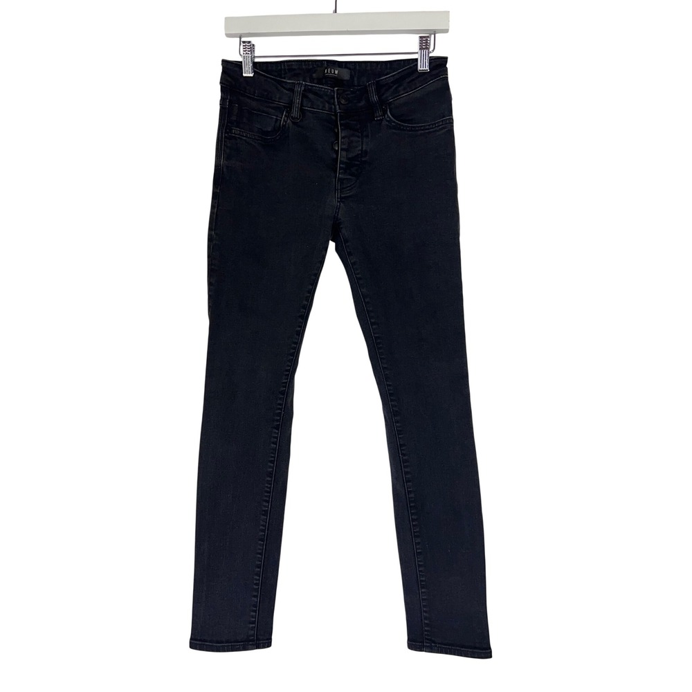 Neuw Iggy Skinny Jeans Mens 29x32 Faded Black Button Fly Stretch Denim